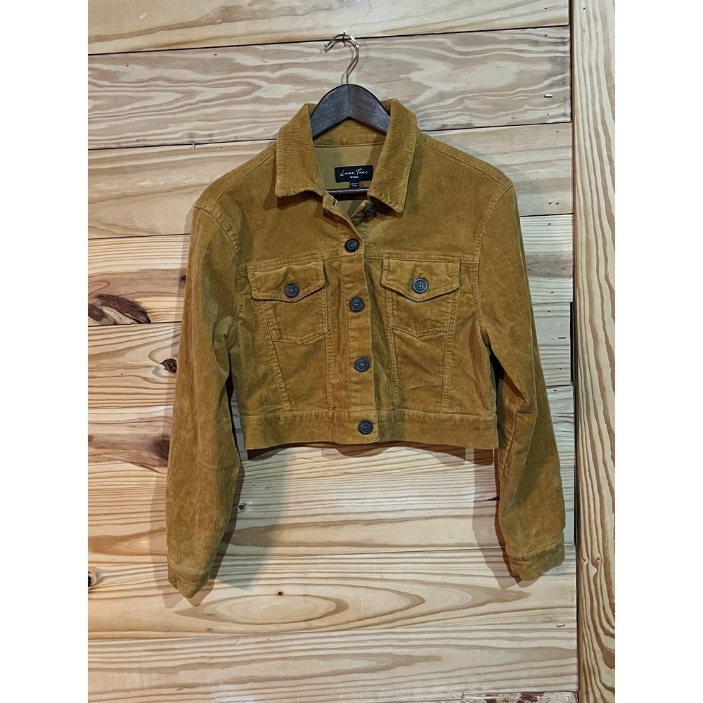 Love Tree Women's Camel Corduroy Cropped Button Down Jacket Women's Size M Boho